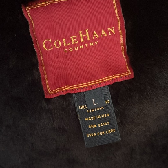 Vintage Cole Haan Country Brown Leather and Fur Coat Men’s Size Large - Picture 4 of 16